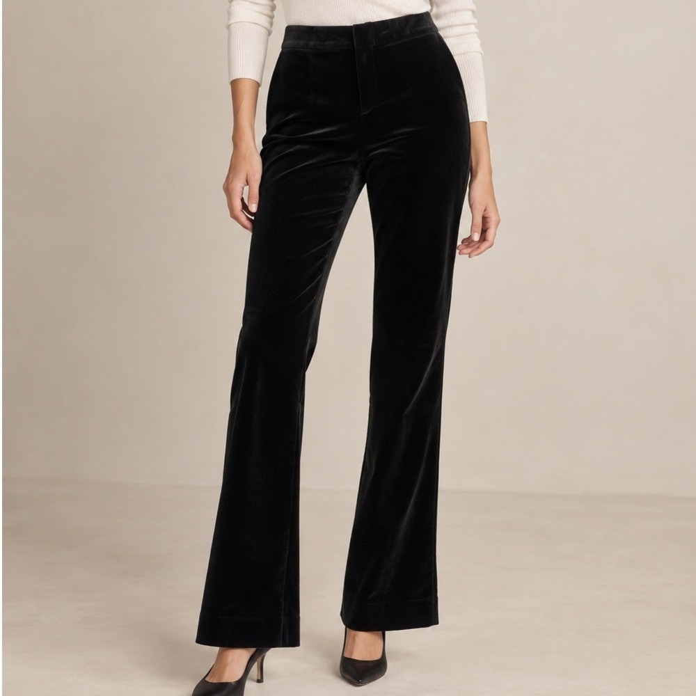 Banana Republic Women Black Velvet Dress Pants Size 2 Cotton Rayon
